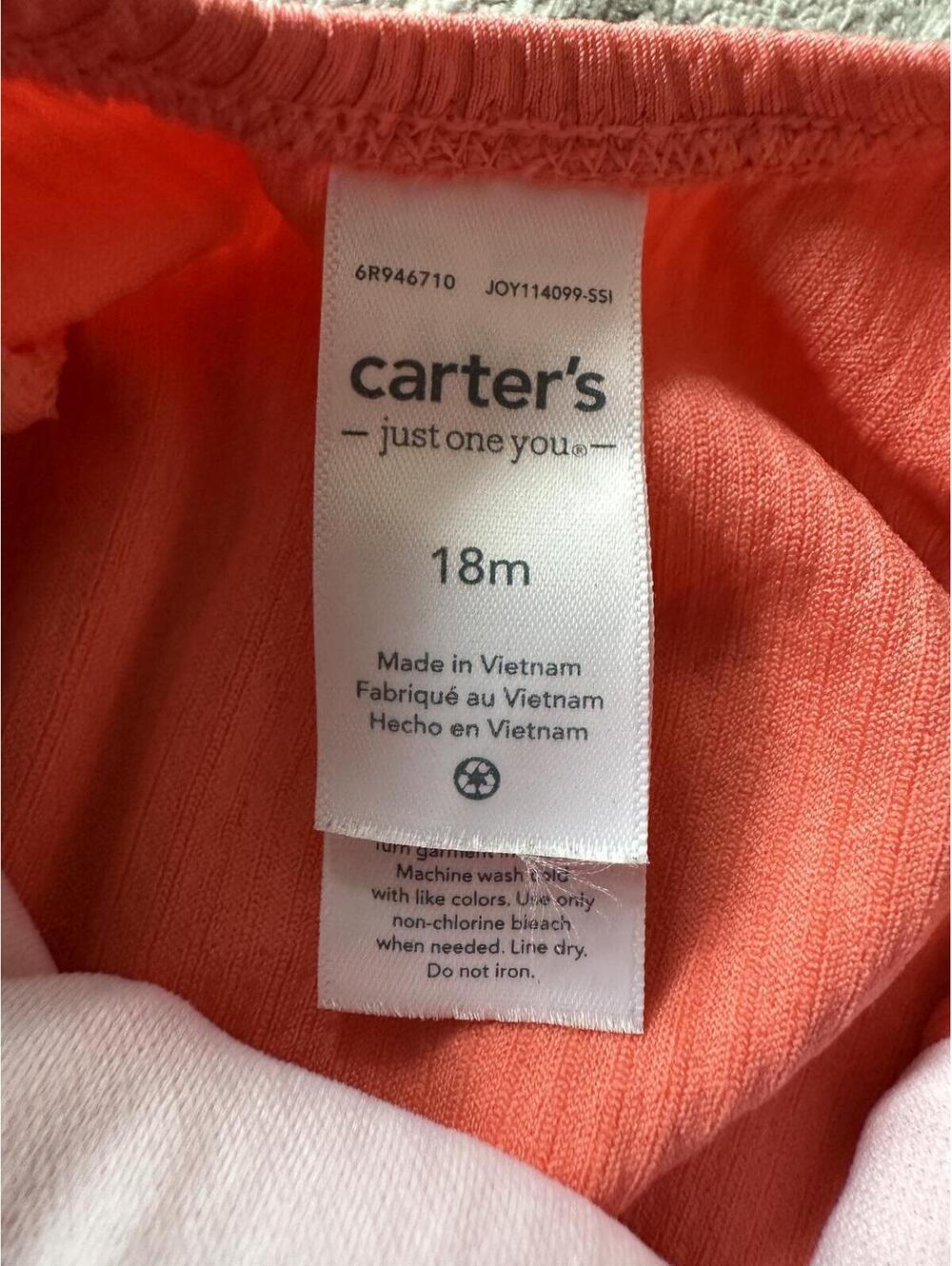 Carter's Coral Ribbed Ruffle One-Piece Swimsuit 18M - Picture 3 of 3